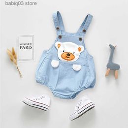 Rompers IENENS Kids Baby Jumper Boys Girls Clothes Pants Denim Shorts Jeans Overalls Toddler Infant Jumpsuits Newborn Clothing Trousers T230529