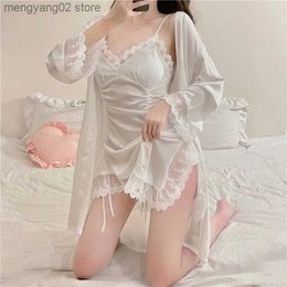 Sexy Pyjamas Pyjamas For Women Suspenders Lace Nightdress Women'S Summer Thin Section Sexy Lingerie Silk Pyjamas Homewear Women'S 2 Piece Set T230529