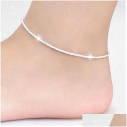 Chain Link Bracelets Sier Color Gypsophila Adjustable Anklet For Women Fine Fashion Jewelry Wedding Party Gift Sl056 Drop Delivery Dhhyk