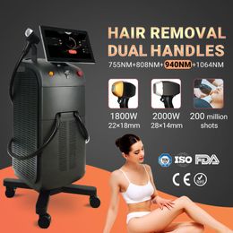 2 em 1 laser diodo 808 máquina de depilação a laser 755nm equipamento a laser profissional permanente rápido hairr remover