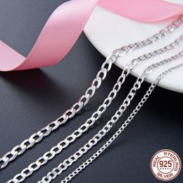 Chains Authentic 925 Sterling Silver 2MM- 5MM Wide Men's Cuban Chain Necklace Fine Jewelry Hip Hop For Men