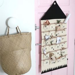 Storage Bags Christmas Sundry Bag 24 Pockets Fabric Calendar Organizing Tool Wall Mounted Door Hanging Home Gifts Party Room