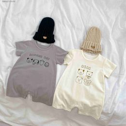 Rompers 2023 New Summer Newborn Infant Boy Short Sleeve Romper Cute Cartoon Print Baby Cotton Loose Jumpsuit Toddler Clothes 0-24M T230529