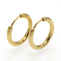 Hoop Earrings Shiny Succinct Men Womens Girls Ladies High Polish Smooth Round Jewellery Stainless Steel