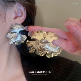 Dangle Earrings TIOWIOS 2023 S925 Silver Needle Ginkgo Leaf Design Exaggerate Metal Cool Fashion Commuter Jewellery For Women