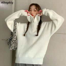 Women's Sweaters Pullovers Women Korean Style High Street Spring Ladies Ulzzang Casual Cosy Simple Long Sleeve Knitted Mujer Stylish Fashion