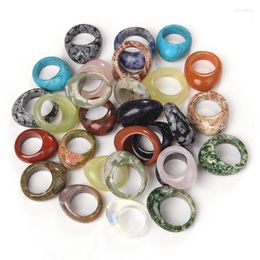 Cluster Rings Unisex Jade Wrench Natural Mineral Ring Multicolor Black Green Red Agates Gem Stone Finger Charms Gifts Wholesale