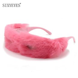 Sunglasses Trendy Soft Fur Velvet Women Men Brand Designer Y2K Sun Glasses Female Sports Goggles Party Eyewear 230529