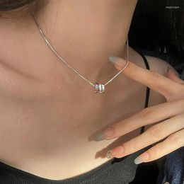 Chains PANJBJ 925 Sterling Silver Colorful Zircon Kpop Round Beads Necklace For Women Girl Ins Lucky Choker Jewelry Drop