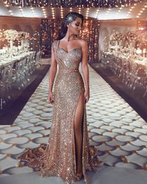 Elegancki błyszczący wieczór ukochany złote cekiny formalne imprezowe sukienki na bal