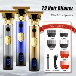 Hair Trimmer Electric Barber T9 Upgraded LCD Rechargeable Retro Oil Head Carving Electric Push Shear Pubic Hair Clipper Machine for Women 230526