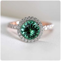 Band Rings Huitan Two Tone Blue/Green CZ Rings for Women Luxury Engagement Wedding Bands Accessory Elegant Lady's Ring Party Trendy Jewellery AA230529