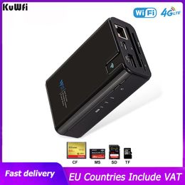 Router KUWFI Wireless Data Share Power Bank Wireless AP WiFi Router SD/TF/CF -Kartenleser mit der tragbaren SSD -Festplatte zum Telefon anschließen