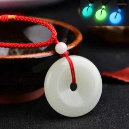 Pendant Necklaces Shiny Luminous Stone Lucky Safe Buckle Amulet Glow In Dark Beads Braided Rope Necklace Jewelry Gifts