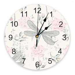Wall Clocks Dragonfly Flower Clock Modern Design Living Room Decoration Kitchen Silent Home Decor