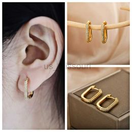 Stud Square Circle Hoop Earrings For Women Stainless Steel Shiny Cubic Zircon Earring 2023 Trend Party Jewellery Couple Gift brinco J230529