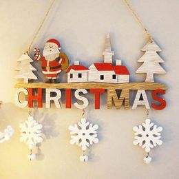 Christmas Decorations Wooden Claus Door Hanging Pendant Oranments Wall Xmas Decor For Home 2023 Navidad Noel Happy Year Pendants