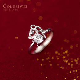 Cluster Rings Colusiwei Lovely Mouse Finger For Women Genuine 925 Sterling Silver Animal Adjustable Band Party Female Jewellery