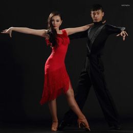 Stage Wear 2023 Lady Latin Dance Practice/Performance Dresses Black Red Tassel Women Clothing For Cha Cha/Ruma/Samba/Latin Dancing Skirts