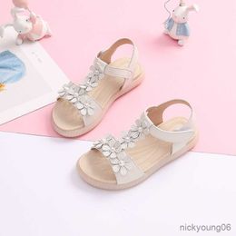 Sandals Kids Shoes for Girls Baby Girls Sandals Children Leather Princess Sandals Children Open Toe Shoes with flower R230529