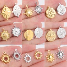 Teamer 5pcs North Star Sun Stainless Steel Charms for Jewellery Fashion Mini Pendant Charm DIY Jewellery Making Supplies wholesale