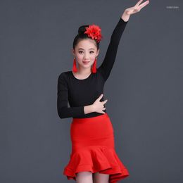 Stage Wear Children Girl Kids Latin Dance Dresses Vestido Baile Latino Ballroom Dress Costume For Samba 3Colors