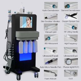 2023 14in1 Hydra Facial Machine Dermabrasion peelig Skin Cleansing Face Treatment Ultrasound RF Microdermabrasion Oxygen Gun