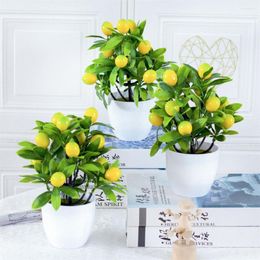 Decorative Flowers Artificial Fruits Tree Simulated Bonsai Home Decoration Potted Plant Living Room Ornament Fake Plants