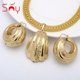 Necklace Earrings Set Sunny Fashion African Exaggerated Pendant For Women Girl Large Light Style Wedding Party Gifts