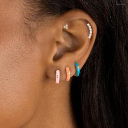 Hoop Earrings Stainless Steel Round Multicolor Crystal Zirconia Small Huggie Cartilage Earring Tragus Piercing Jewellery