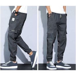 2023 New Men's Soft Fabric Fashion Multi Pocket Elastic Waist Summer Cargo Pants Durable Jogging Trousers Simple Clothing P230529