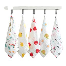 5pcs/lot Muslin 6 Layers Cotton Soft Baby Towels Baby Face Towel Handkerchief Bathing Feeding Face Washcloth Wipe Burp Cloth