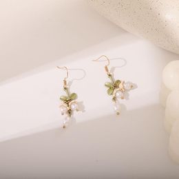 Stud Earrings Lolita Jewelry Temperament Small Fresh Retro Lily Of The Valley Pearl Unique Delicate Flower Elegant Forest Ear Hook