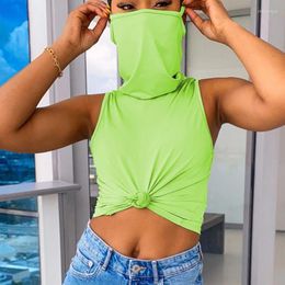 Women's Tanks Summer Short Tops Three-Dimensional Sleeveless Casual Loose Umbilical Vest Jumpsuit Face Mask Women Sexy Crop Top