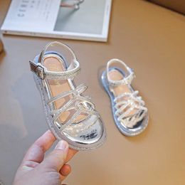 Sandals Children Sandals for Girls Summer New Fashion Rhinestone Princess Shoes Kids Casual Beach Shoes Open Toe Soft Sole Flat Sandals