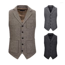 Men's Vests Men's Single-breasted Lapel Waistcoat Slim Fitting Smart Casual Suit Vest