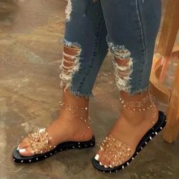 Sandals Summer Sandals Woman Buckle Strap Transparent Pvc Rivet Female Shoes Women's Sandalias Plus Size 35-43 Fashion Mujer 230417