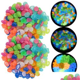 Garden Decorations 100Pcs/Lot Luminous Stones Glow In Dark Decorative Pebbles Walkways Lawn Aquarium Fluorescent Bright Drop Deliver Dhtsm