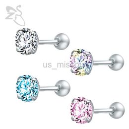 Stud ZS Crystal Stud Earrings for Woman Stainless Steel Female Earrings Round Crystal Stone Screw Ball Earring Pierced Ear Oorbellen J230529