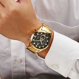 Top Brand Luxury WWOOR Black Waterproof Time Code Gold Men's Watch 2019 G230529