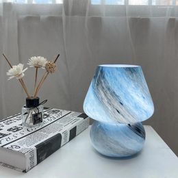 Table Lamps Korea Ins Style Glass Moon Earth Striped Bedside Desk Decor Cute Translucent Light