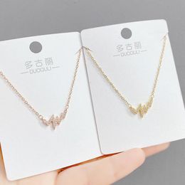 Chains Heartbeat Necklace Women's Light Luxury Pulsatile Heart Electric Picture Clavicle Chain Pendant For Girlfriend