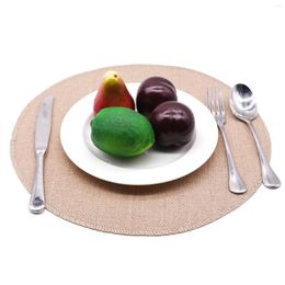 Table Mats 1pcs Round Weave Burlap Placemat Dining Napkin Pads Non-Slip Heat Resistant Cushion Kitchen Party Decors