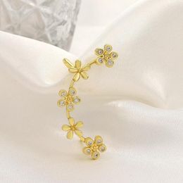 Stud Earrings Micro-inlaid Zircon Small Flower Ear Clip For Women Fashion Light Luxury Hanging No Hole Simple Bone