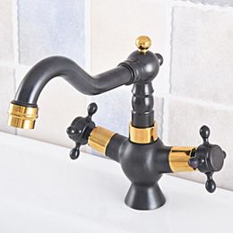 Kitchen Faucets Wet Bar Bathroom Vessel Sink Faucet Black Oil Rubbed Bronze Gold Color Brass Swivel Spout Mixer Tap Single Hole Msf793