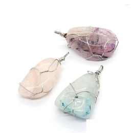 Pendant Necklaces 1Pc Irregar Shaped 3 Colors Crystal Natural Semiprecious Stone Pendants Diy Making Necklace Bracelet Earrings Drop Dhcqt