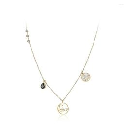 Pendant Necklaces Jeemango Classic Cubic Zirconia Rhinestone Peace Charm Necklace For Women Stainless Steel Wedding Female Jewellery D Dhqw1