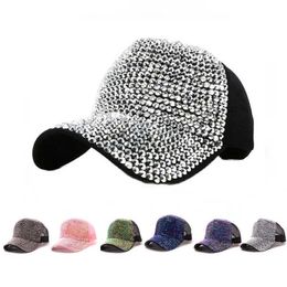 Snapbacks Doitbest Women Rhinestone Female Baseball Cap Men Diamond Cap Girls Snap Back Gorras Spring Summer Unisex Hip Hop Sun hat G230508