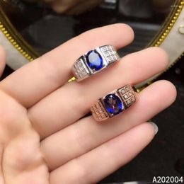 Cluster Rings KJJEAXCMY Fine Exquisite Jewellery 925 Sterling Silver Inlaid Natural Gem Blue Topaz Men Boy Ring Support Detection