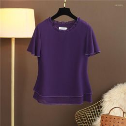 Women's Blouses Fashion Brand Spring Loose Lotus Leaf Collar Chiffon Shirts Women's Tops Plus Size Small Clothes